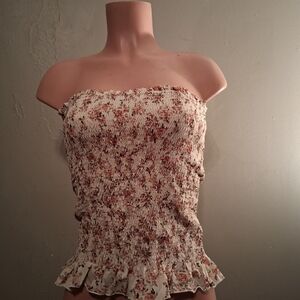 SHEIN Floral Smocked Strapless Tube Top – Size 6